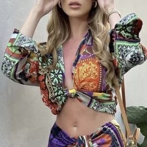 NWT ZARA Printed Cropped Top Size S.